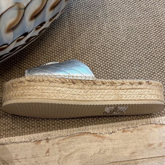 Valentino Silver Espadrille Slides 39